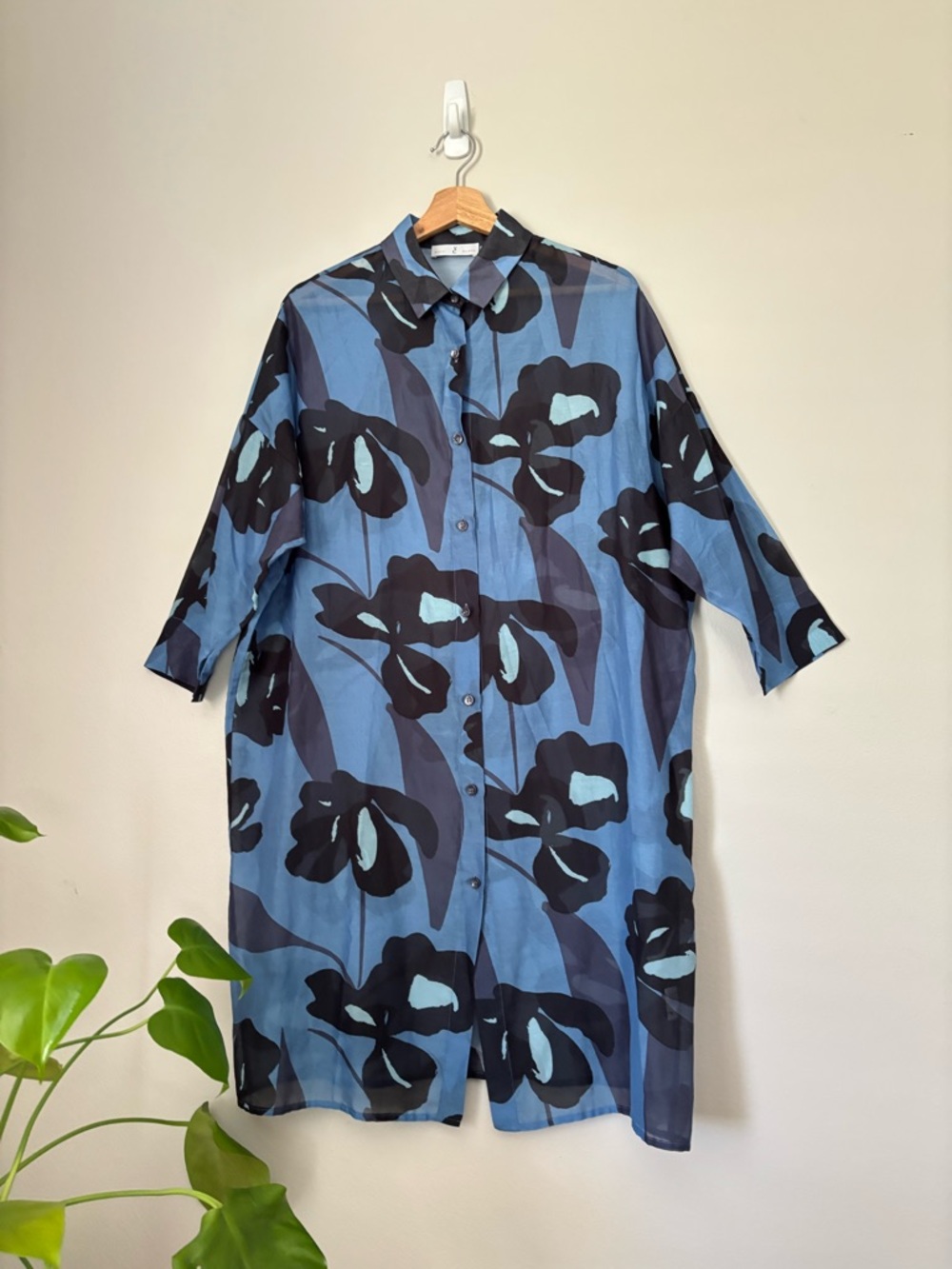 Whyci Milano Lighweight Silk Cotton Floral Shirt Beach Dress